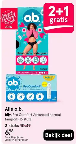 Etos o.b. menstruatie ondergoed aanbieding
