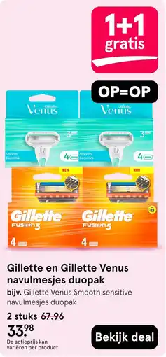 Etos Gillette en Gillette Venus navulmesjes duopak aanbieding