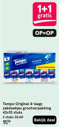 Etos Tempo Original 4-laags zakdoekjes grootverpakking aanbieding