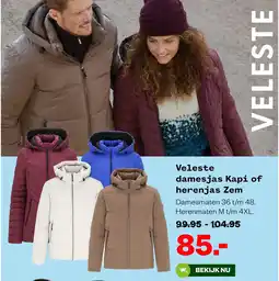 Welkoop Veleste damesjas kapi of herenjas zem aanbieding