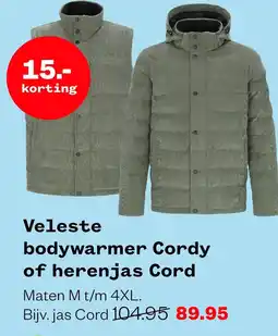 Welkoop Veleste bodywarmer cordy of herenjas cord aanbieding