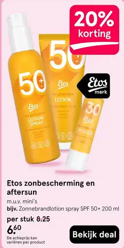Etos Etos zonbescherming en aftersun aanbieding