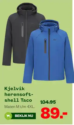 Welkoop Kjelvik herensoft-shell Taco aanbieding