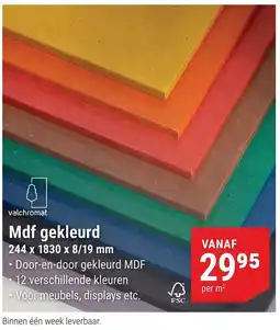 Pontmeyer valchromat Mdf gekleurd aanbieding