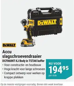 Pontmeyer DeWalt Accu slagschroevendraaier DCF860NT-XJ Body in TSTAK koffer aanbieding