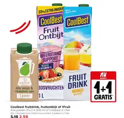 Jumbo Coolbest fruitdrink, fruitontbijt of 1Fruit aanbieding