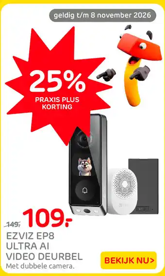 Praxis Ezviz ep8 ultra ai video deurbel aanbieding