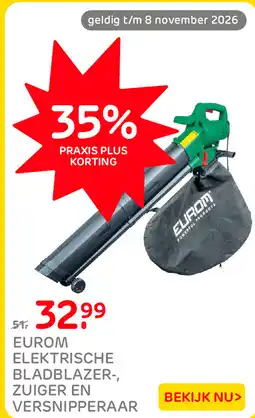 Praxis Eurom elektrische bladblazer-, zuiger en versnipperaar aanbieding