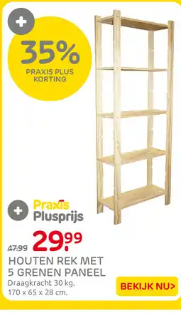 Praxis Praxis Houten rek met 5 grenen paneel aanbieding