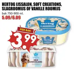 De Boerenschuur Hertog ijssalon, soft creations, slagroomijs of vanille roomijs aanbieding