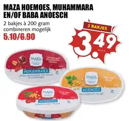 De Boerenschuur Maza hoemoes, muhammara en/of baba anoesch aanbieding