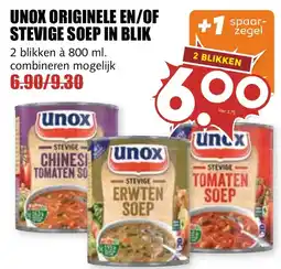 De Boerenschuur Unox originele en/of stevige soep in blik aanbieding