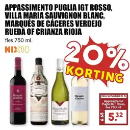 De Boerenschuur Appassimento Puglia IGT Rosso, Villa Maria Sauvignon Blanc, Marqués de Cáceres Verdejo Rueda of Crianza Rioja aanbieding