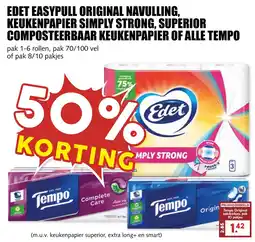 De Boerenschuur Edet Easypull Original Navulling, Keukenpapier Simply Strong, Superior Composteerbaar Keukenpapier of alle Tempo aanbieding