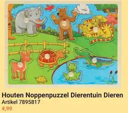 Lobbes Houten Noppenpuzzel Dierentuin Dieren aanbieding