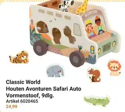 Lobbes Classic World Houten Avonturen Safari Auto Vormenstoof, 9dlg. aanbieding