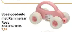 Lobbes Speelgoedauto met Rammelaar Roze aanbieding
