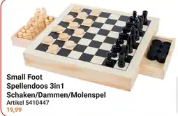 Lobbes Small Foot Spellendoos 3in1 Schaken / Dammen / Molenspel aanbieding