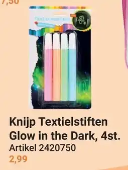 Lobbes Knijp Textielstiften Glow in the Dark aanbieding