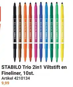 Lobbes STABILO Trio 2in1 Viltstift en Fineliner aanbieding
