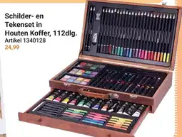 Lobbes Schilder- en Tekenset in Houten Koffer, 112dlg. aanbieding