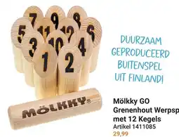 Lobbes Mölkky GO Grenenhout Werpspel met 12 Kegels aanbieding