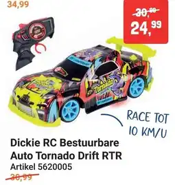 Lobbes Dickie RC Bestuurbare Auto Tornado Drift RTR aanbieding