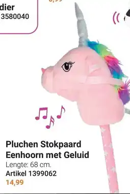 Lobbes Pluchen Stokpaard Eenhoorn met Geluid aanbieding