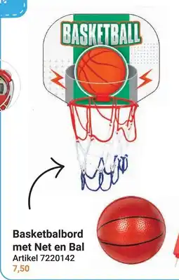 Lobbes Basketbalbord met Net en Bal aanbieding
