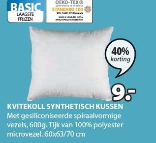 Jysk KVITEKOLL SYNTHETISCH KUSSEN aanbieding