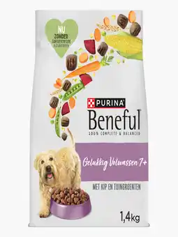 Flink Beneful Gelukkig volwassen senior met kip aanbieding