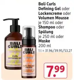 Rossmann DE Bali Curls Defining Gel oder Lockencreme oder Volumen Mousse aanbieding
