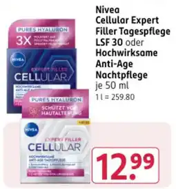 Rossmann DE Nivea Cellular Expert Filler Tagespflege LSF 30 oder Hochwirksame Anti-Age Nachtpflege aanbieding