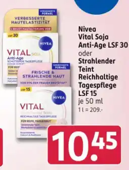 Rossmann DE Nivea Vital Soja Anti-Age LSF 30 of Strahlender Teint Reichhaltige Tagespflege LSF 15 aanbieding