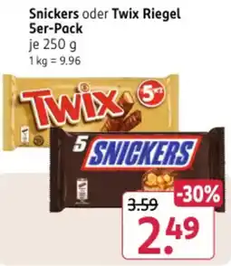 Rossmann DE Twix of Snickers Riegel 5er-Pack aanbieding