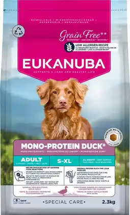 Intratuin Eukanuba hondenvoer brokken Mono Protein S/XL adult eend 2,3 kg aanbieding