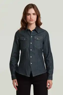Wehkamp G-STAR denim blouse dark blue denim aanbieding