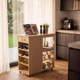 Action Keukentrolley met wijnrek - bruin aanbieding