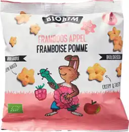 De Online Drogist Biobim Biologische Mais Puffs Framboos Appel 10+M 20GR aanbieding