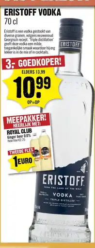 Dirck 3 Eristoff Vodka aanbieding