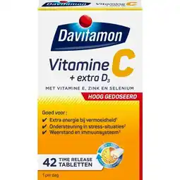 Trekpleister Davitamon Vitamine C Forte + Extra D3 Time-Release Tabletten aanbieding