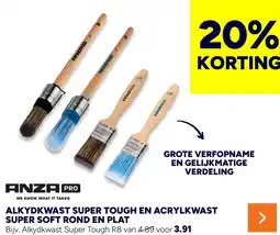 BOUWMAAT Anza pro Alkydkwast super tough en acrylkwast super soft rond en plat aanbieding