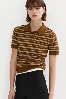 Wehkamp Mango gestreepte polo - bruin aanbieding