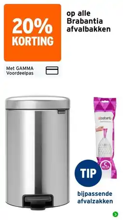 GAMMA Brabantia afvalbakken aanbieding