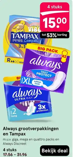 Etos Always Tampax aanbieding