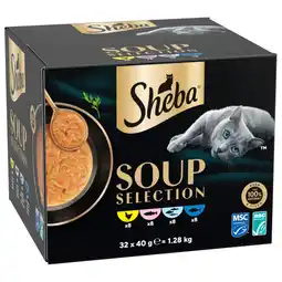 Zooplus 32x40g Sheba Soup Selection Mix (kip, tonijn, zeevis en zalm) natvoer voor katten aanbieding