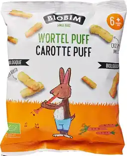 De Online Drogist Biobim Biologische Mais Puffs Wortel 6+M aanbieding