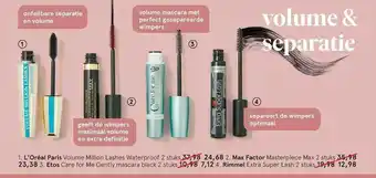 Etos L'Oréal Paris Volume Million Lashes Waterproof, Max Factor Masterpiece Max, Etos Care For Me Gently Mascara Of Rimmel Extra S aanbieding