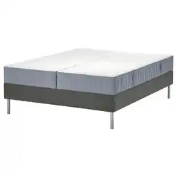 IKEA LyngÖr Boxspring, Valevåg stevig/middelhard/lichtblauw donkergrijs, 180x200 cm aanbieding