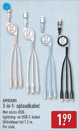 ALDI Ambiano 3-in-1 oplaadkabel aanbieding